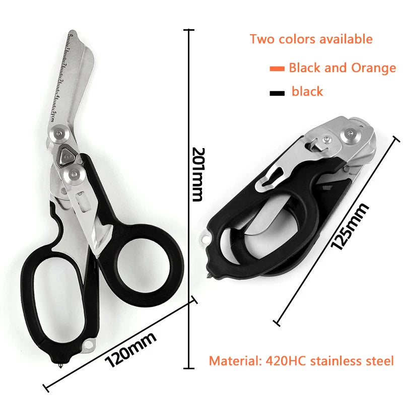 Trauma 6 In 1 Multifunction Medical Emergency Response Shears Foldable Scissors Pliers Outdoor Survival Tool Camping Equipment