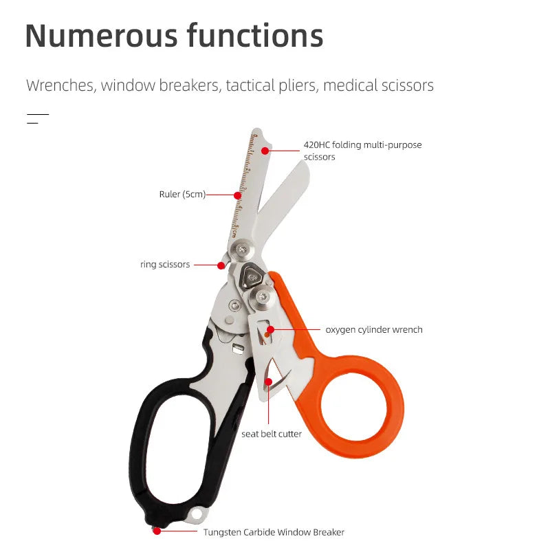 Trauma 6 In 1 Multifunction Medical Emergency Response Shears Foldable Scissors Pliers Outdoor Survival Tool Camping Equipment