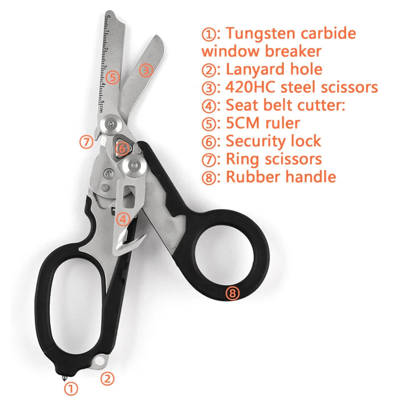 Trauma 6 In 1 Multifunction Medical Emergency Response Shears Foldable Scissors Pliers Outdoor Survival Tool Camping Equipment